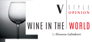 Bicchiere di vino e scritta wine in the world